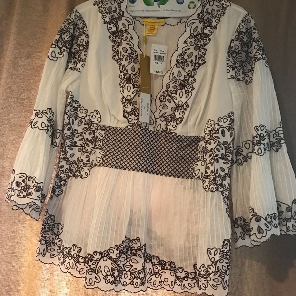 Catherine malandrino white embroidered blouse